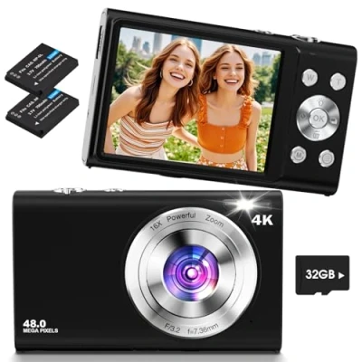 Image de Appareil Photo Numérique 4K,Lecnippy 48MP Autofocus Camera Vlog with 32G Memory Card 16X Digital Zoom,Digital 2.8 inch Screen for Teenagers(Noir)