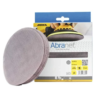 Image de MIRKA Abranet Disques abrasifs filet Ø 150mm autoagrippant Grain P320 10 pces Conviennent pour toutes les ponceuses excentriques poncer le bois, mastic, la peinture