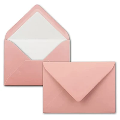 Image de Lot de 50 Enveloppes en vieux rose (rose) avec Doublure blanche colorées au format DIN B6 12,5 x 17,6 cm soie Collage humide