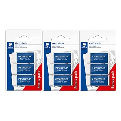 Image de Staedtler 526 53 ABK3D Mars Plastic Mini gommes sans phtalates et latex (3 packs)
