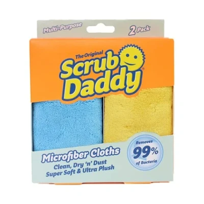 Image de Scrub Daddy Chiffon Microfibre de Nettoyage Lavables et Réutilisables, Lavette Menage Multi Usage Absorbante pour Maison, Cuisine, Salle Bain, Vitres Lot 2