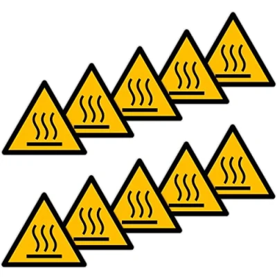 Image de Becral Autocollant surface chaude/panneau triangulaire W017 homologué, ASR A1.3, DIN EN ISO 7010 polyester jaune noir (50 mm 10 pièces)