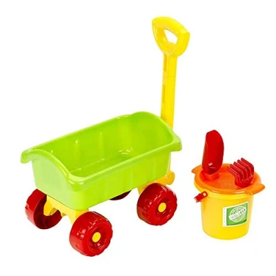 Image de Theo KLEIN 7619 goes BIO Chariot de Plage Robuste en Bioplastique avec Seau Râteau Pelle et Tamis Jouet pour Enfants à Partir d&#039;un an
