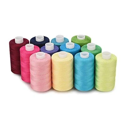 Image de Simthreads Filet de couture en coton à 12 couleurs, 500 mètres/bobine, pour machine coudre la maison