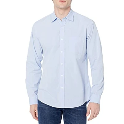 Image de Amazon Essentials Chemise en Popeline à Manches Longues, Style Décontracté, Coupe Standard Homme, Bleu Clair, S
