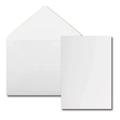 Image de Lot de 25 Cartes Avec Enveloppes simples au format A5 (14,8 x 21 cm) C5 (15,4 22 fermeture par collage humide Blanc brillant