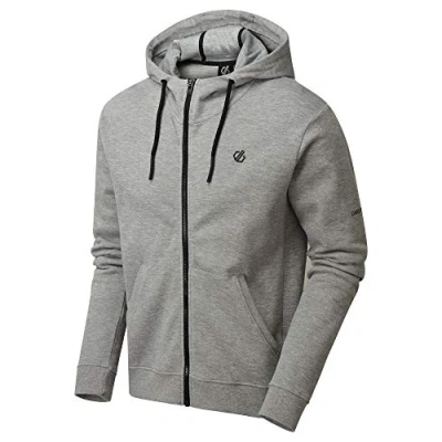 Image de Sweat à Capuche intégral Dare2B Modulus pour Hommes en Jersey de Coton Gris Clair Doux Porter avec Poignets côtelés.
