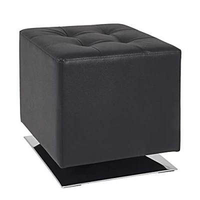 Image de HAKU Möbel Tabouret, Cuir Artificiel, Noir Chromé, L 40 X P H 42 cm