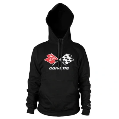 Image de Chevrolet Officiellement sous Licence Corvette C3 Logo Sweatshirt à Capuche (Noir), X Large
