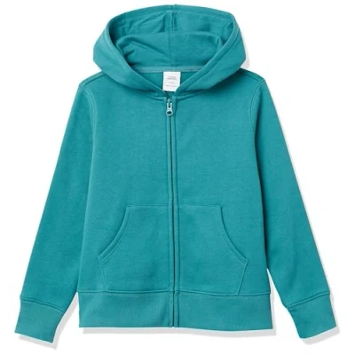 Image de Amazon Essentials Sweatshirts à Capuche en Polaire avec Fermeture Éclair Fille, Bleu Sarcelle, 8 Ans