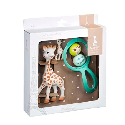 Image de Sophie la Girafe Coffret Cadeau Naissance Comprend 1 Jouet à mordiller caoutchouc 100% naturel + hochet porte clés d&#039;éveil premier age