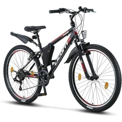 Image de Licorne Bike Guide Vélo VTT haut de gamme pour filles, garçons, hommes et femmes avec dérailleur Shimano 21 vitesses, Garçon, rose/blanc, 26