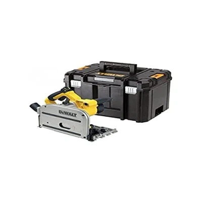 Image de DeWalt Scie Plongeante 59 mm DWS520KTR QS Circulaire Filaire 1300 W avec Coffret TSTAK et Rail de Guidage 1,5 m Lame 165 48 Dents Vitesse Variable 4000 trs/min Noir/Jaune