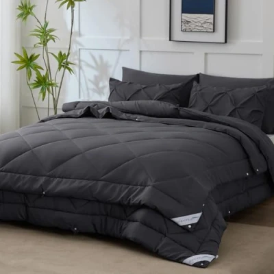 Image de WAVVE Couette 4 Saisons 220x240 3 en 1（150g/m²+ 300g/m²= 450g/m²）, Été Légère + Mi Saison = Tempérée Chaud Hiver avec Boutons Pression, Facile à Attacher,Gris