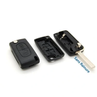 Image de Coque clé plip télécommande 2 boutons Citroen C1 C2 C3 C4 C5 sans rainure