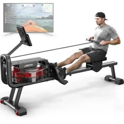 Image de JOROTO Rameurs D&#039;appartement, Rameur à Eau incliné 50 avec Plus de résistance, Capacité Poids 150 kg et Bluetooth, Support Tablette, Abonnement l&#039;application Kinomap 44 Jours