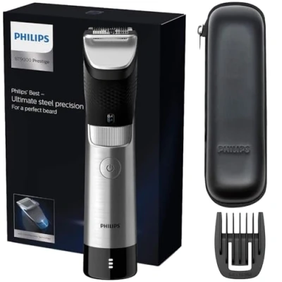 Image de Philips Tondeuse à Barbe Series 9000 Prestige pour Une Précision Inégalable Avec Sabot Métallique Clipsable (Modèle BT9810/15)