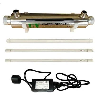 Image de Realgoal 16W UV systeme de desinfection l&#039;eau en acier inoxydable 304 sterilisateur UV, 2GPM ultra violet filtre a eau legere, LED &amp; Sound ballast alarmant, ajouter extra 1 piece lampe