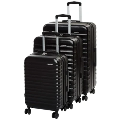 Image de Amazon Basics Valise de voyage à roulettes pivotantes, Ensemble 3 pièces (55, 68, 78 cm), Noir