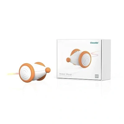 Image de Cheerble Jouet Chat Interieur Interactif, Automatique pour avec Lumières LED, Électrique Intelligent Chat, Rechargeable par USB, Cadeau Chaton (Abricot)