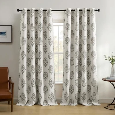 Image de Elrene Home Fashions Navara Panneau de Rideau fenêtre occultant Motif médaillon, 132,1 cm x 213,4 (1, Gris)