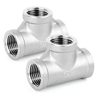 Image de ERGAOBOY 2 pièces raccords de tuyauterie en té acier inoxydable, femelles BSP 1 &quot;x 1&quot; x