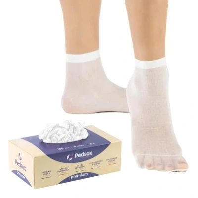 Image de Pedsox, Lot de 100 Chaussettes Hygiéniques Jetables pour Tests Chaussures, Ligne Premium, Lavable en Machine, Unisexe, Taille Unique, Blanc