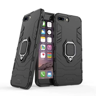 Image de Compatible avec iPhone 7 Plus/iPhone 8 Plus Coque, Anneau de Support Téléphone Voiture Magnétique Bague 360 Étui Protection pour Apple Plus, (Noir)
