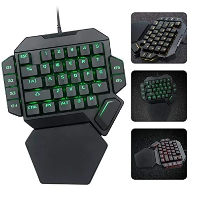 Image de Diyeeni Clavier de Gaming Mécanique, Keyboard à Une Main Professionnel, Jeu Filaire Blue Switch, RGB Rétro éclairage, 35 Touches