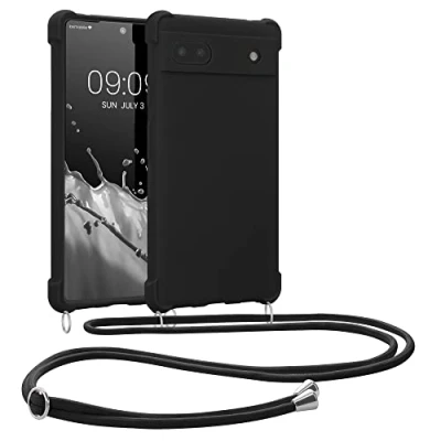Image de kwmobile Coque Collier Compatible avec Google Pixel 6a Housse en Silicone Noir