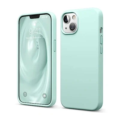 Image de elago Coque Silicone Liquide Compatible avec iPhone 13 (6.1), Case en Premium, Étui Protection Complète Cover Antichoc à 3 Structure, Microfibre Douce Empêche Les Rayures (Ciel Aquatique)
