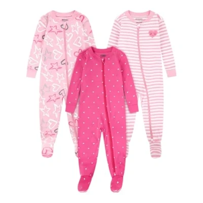 Image de Huggies Little Hugs Fille Snug Sleep Coveralls (3 Pack) Ensemble De Pijama, Rose, 3 Ans EU