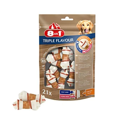 Image de 8in1 Triple Flavour Os à mâcher enveloppés dans un filet de poulet, XS (Lot 21)