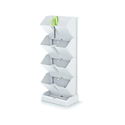 Image de Prosperplast Mini Cascade jardinière verticale en plastique blanc 19,5 (l) x 11,4 47,5 (H) cm avec ciseaux de jardinage