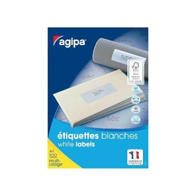 Image de Agipa 100983 Lot de 1200 Etiquettes multi usage coins arrondis 63,5 x 72 mm Blanc