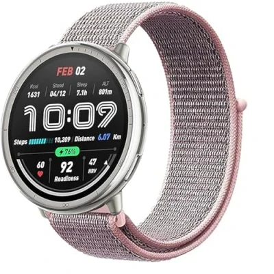 Image de KoGiio 20mm Bracelet pour Amazfit GTS 4/GTS 4 Mini/GTS 3/GTS 2 2e/GTS 2/GTS/GTR 42mm, Nylon Respirabilité Ajustable Bip 3 Pro/Bip 3/Bip/Bip S/Bip Lite/Bip U Pro Rose