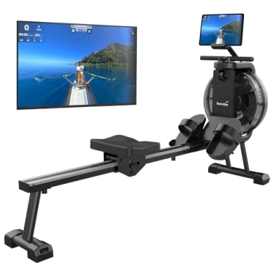 Image de Skandika rameur à Eau Mora d&#039;appartement, avec résistance Eau, Compatible l&#039;application Kinomap, Bluetooth, Console, Support pour Tablette, Rangement Peu encombrant