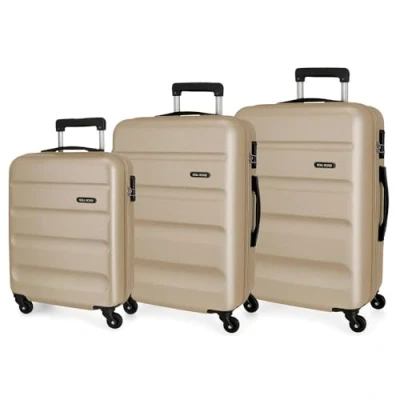 Image de Roll Road Flex Set de Bagages Beige 54/64/74 cms Rigide ABS Serrure à combinaison 182L 4 roues Bagage main