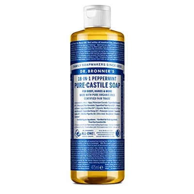 Image de Dr. Bronner&#039;s Gel Menthe poivrée Savon de Castille pur 18 en 1 475 ml