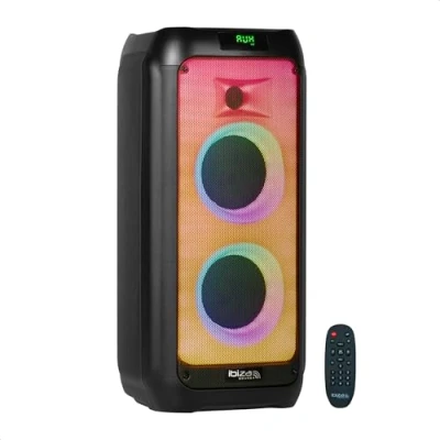 Image de Ibiza WAVE6 Enceinte de 250W/2x5,25 sur batterie avec Bluetooth, USB et microSD Effet LEDs WAVE connexion sans fil TWS Noir