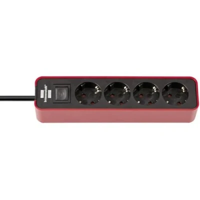 Image de BRENNENSTUHL 1153240070 Base múltiple Ecolor Roja/Negra Con diseño compacto (4 Tomas)