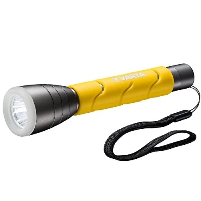 Image de VARTA lampe Torche LED incl. 2x piles AA, Outdoor Sports F20, lumière avec deux modes d&#039;éclairage, de poche poignée caoutchoutée, très robuste, jaune