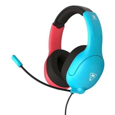 Image de Turtle Beach Airlite Fit Casque de Jeu Filaire Bleu et Rouge sous Licence Officielle pour Toutes Les Nintendo Switch Microphone à Bascule Silencieux, Oreillettes Confort supérieur