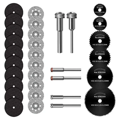 Image de Mini Disque Diamant à Tronçonner, Lame de Scie Circulaire HSS, Coupe en Résine, avec 3mm Mandrin pour Bois, Métal, Plastique, Pierre, Verre 32 Pcs