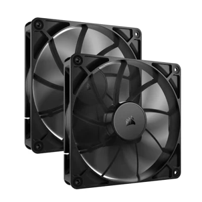 Image de CORSAIR RS140 140mm Ventilateurs PWM Connexion Daisy Chain Faible Bruit Roulement à Dôme Magnétique Paquet Double Noir