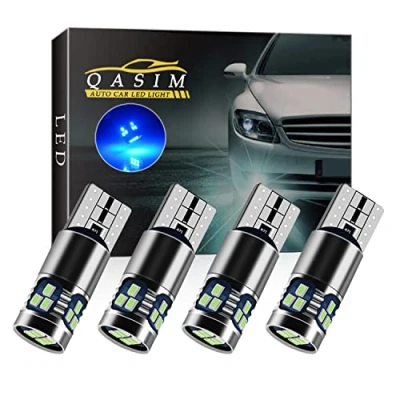 Image de Qasim 4x T10 LED Ampoules W5W Canbus Sans Erreur Wedge 501 168 194 Bleu 18 SMD pour Voiture Lumière de Dôme Intérieur Liseuse Feu arrière DC9 28V Hétéropolarité cconstante