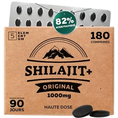 Image de Shilajit Comprimés 90 000 mg 180 Pure Original Mumijo Riche en 82% d&#039;acide fulvique Fait main