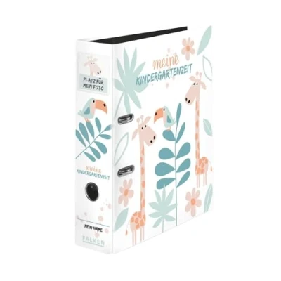 Image de Classeur original Falken avec poche. fabriqué en Allemagne, 8 cm de large, format DIN A4, motif jungle « Meine Kindergartenzeit ». à collectionner pour enfants.