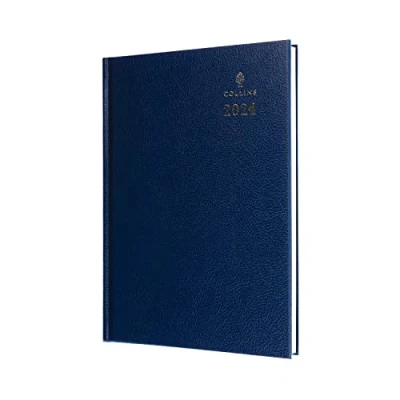 Image de Collins Debden Standard Desk Agenda 2024 journalier format A5 Planificateur d&#039;entreprise et organisateur Janvier à décembre Bleu 132,6 24 cm