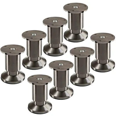 Image de SOTECH 8 Pieds de Meuble Terra Hauteur 80 mm Aspect INOX brossé canapé réglables en jusqu&#039;à 15 Maxi, Charge maximale 250 kg/par Pied